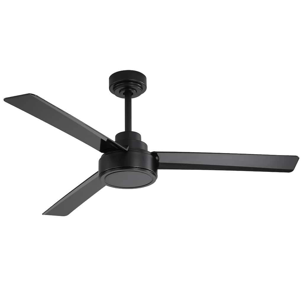 52" Ceiling Fan Without Light, 3 ABS Blades Farmhouse Ceiling Fan with Remote Control 6-speed Reversible DC Motor Black