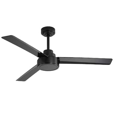 52" Outdoor Ceiling Fan Without Light, 3 ABS Blades Farmhouse Ceiling Fan with Remote Control 6-speed Reversible DC Motor Black