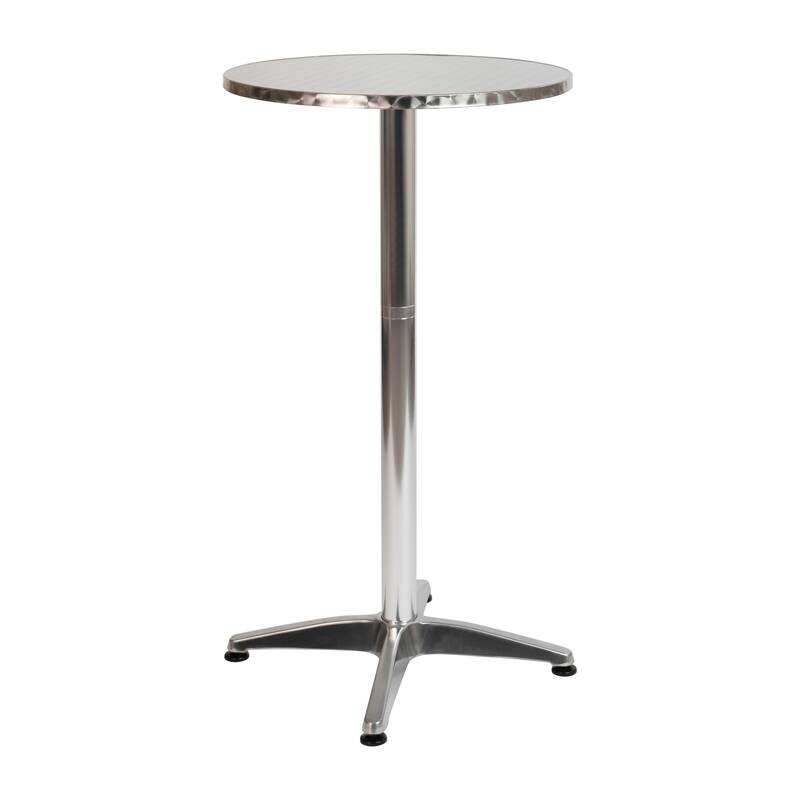 Indoor/Outdoor 23.5" Aluminum Round Bar Height Table with Cross Base