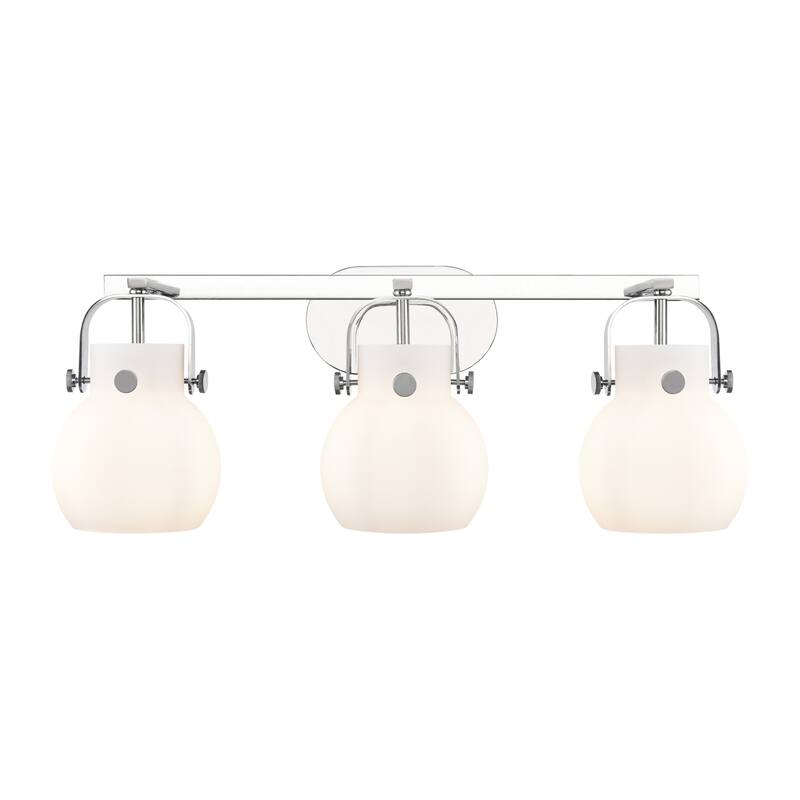 Innovations Lighting 423-3W-10-27 Pilaster II Sphere Vanity Pilaster - Polished Chrome / Matte White