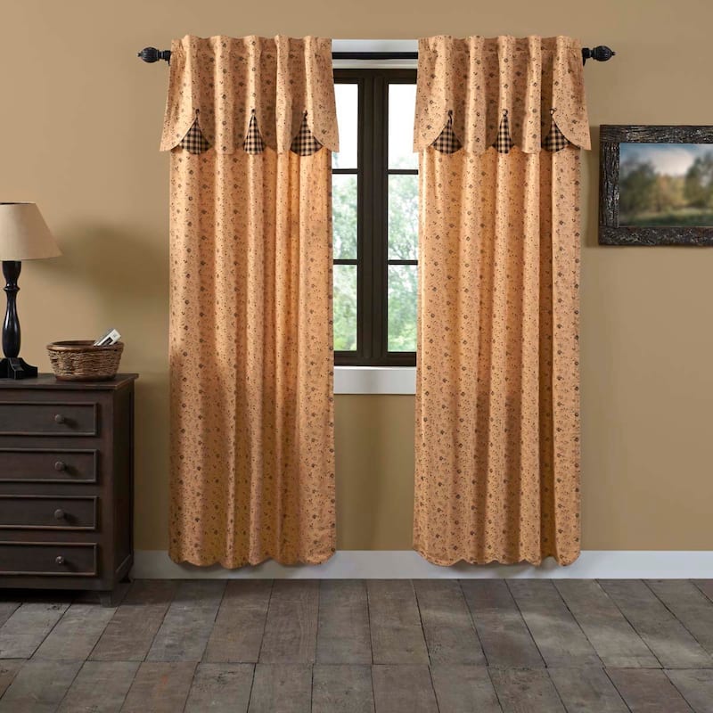 Maisie Panel with Attached Scalloped Layered Valance Set of 2 84x40 - Panel 84x40