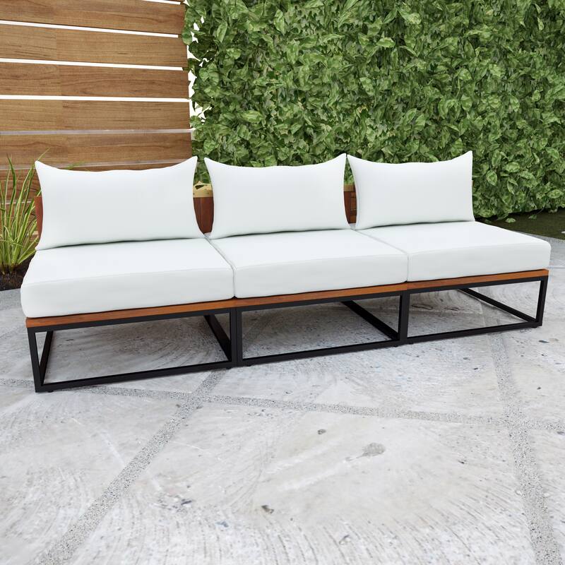SEI Furniture Taradale Outdoor Modular Patio Sofa with Cushions and Deep Seating