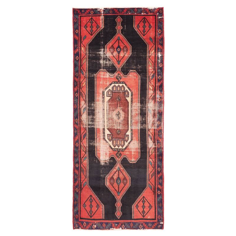 ECARPETGALLERY Hand-knotted Antalya Vintage Dark Navy, Red Wool Rug - 4'0 x 10'0
