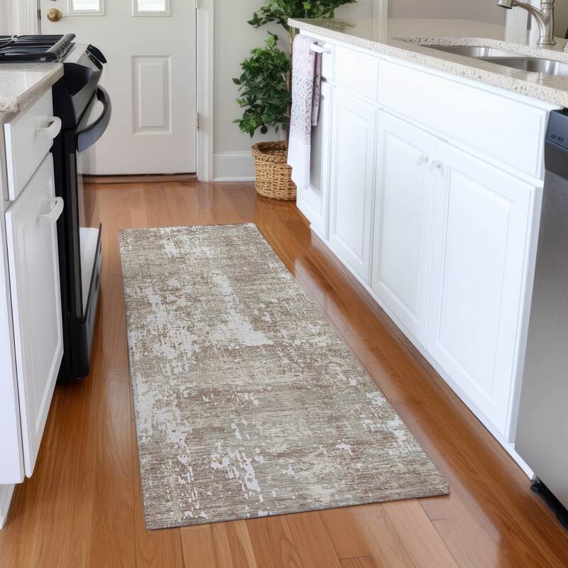 Premium Washable Super Soft Abstract Acree Mayfield Rug - Taupe - 2'3" x 7'6"