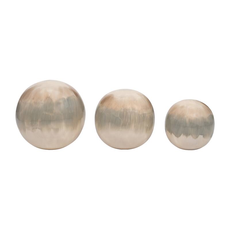 Sagebrook Home Set Of 3 4/5/6" Metal Abstract Round Galaxy Orbs