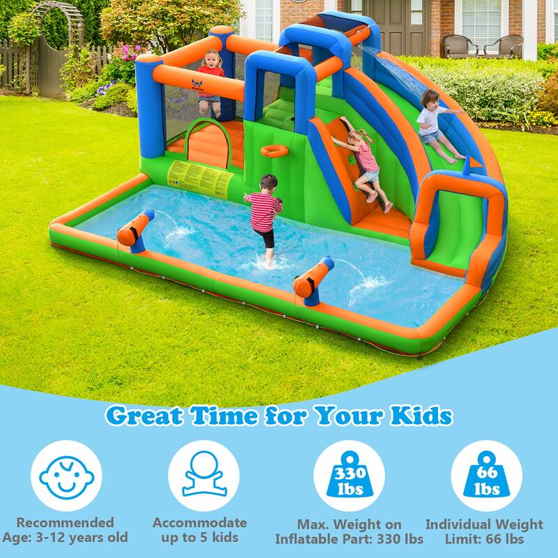 Gymax Inflatable Water Slide Giant Bounce Castle w/ Dual Climbing