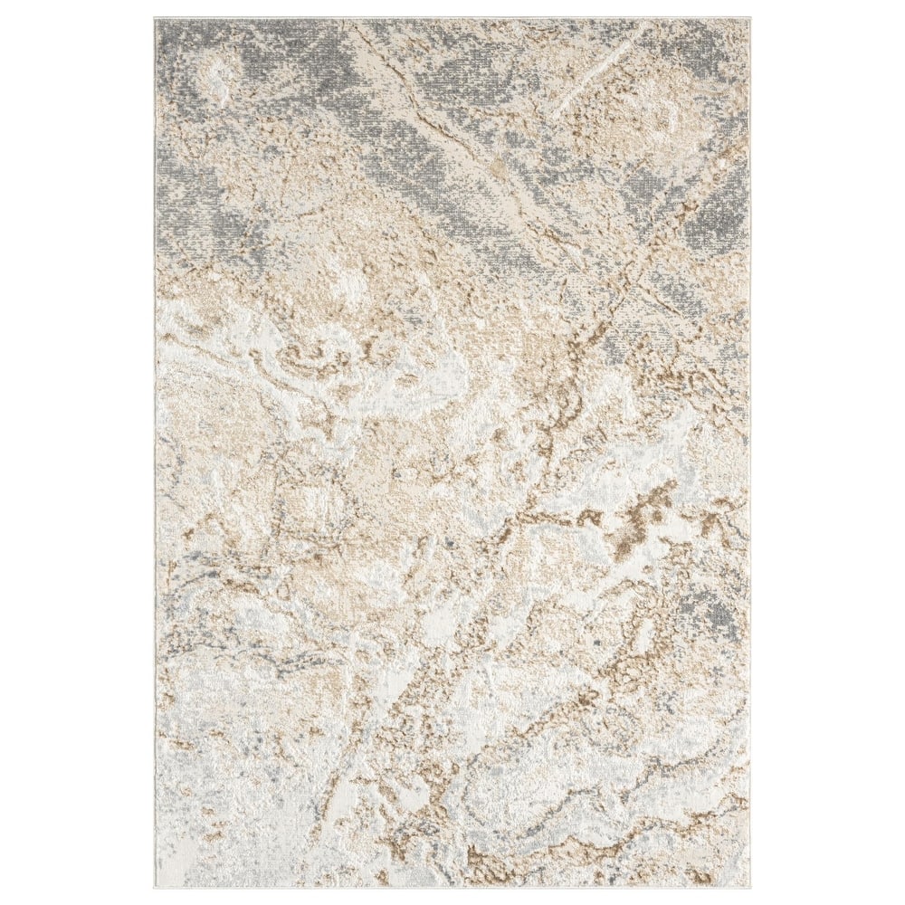 Lavell Collection Abstract Beige/Grey Area Rug