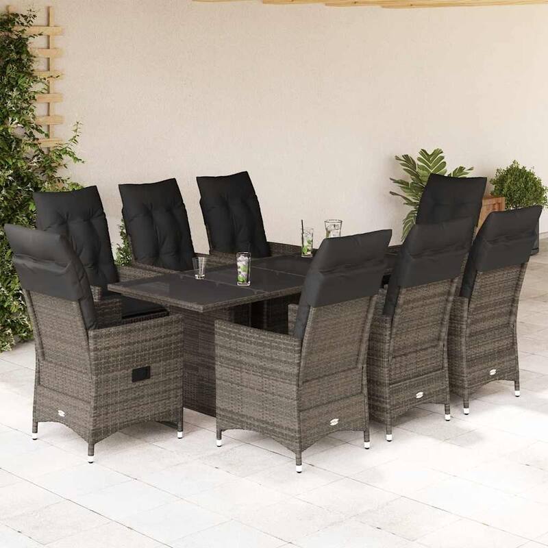 vidaXL Garden Dining Set Grey - 23.2 x 22.0 x 36.2 in - Grey-5