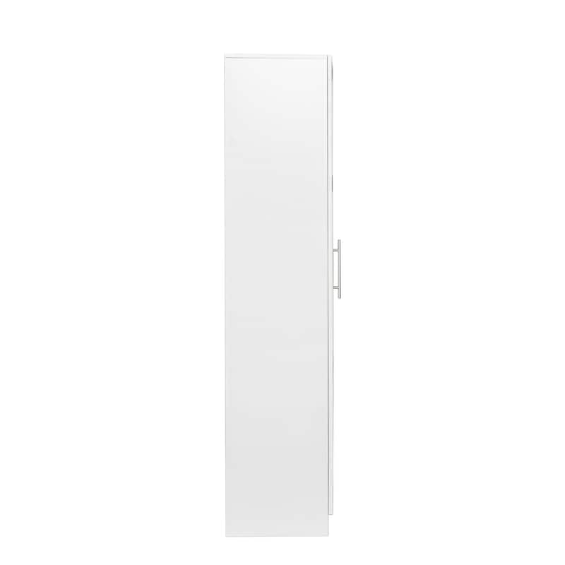 White Wood Stackable Wall Mounted Storage Cabinet Tall Shelves 1 Door - 15.75 x 15.75 x 70.87