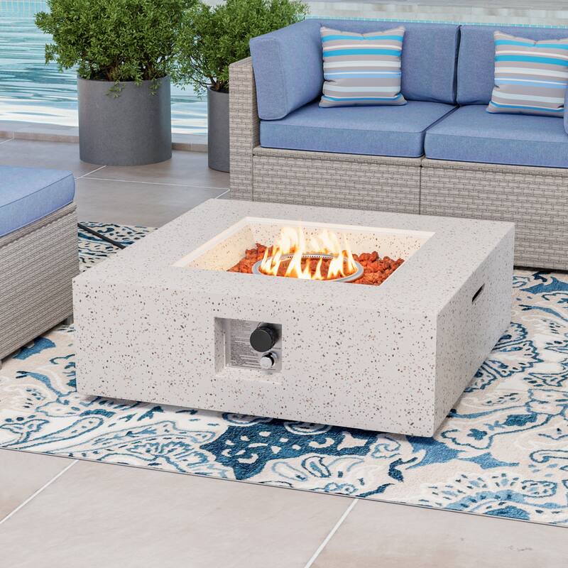 Outdoor Firepit Propane Tank Cover and Side Table - Terrazzo White