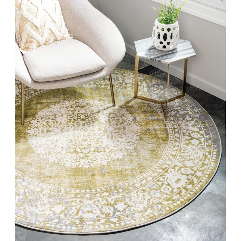 Contemporary Franbu Collection Area Rug - Light Green - 8' Round