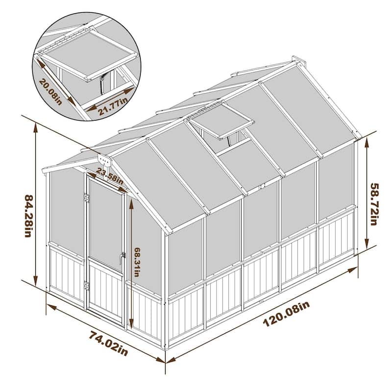 VEIKOUS Walk-in Wooden Greenhouse for Outside, Garden and Backyard, Black - 6'×10'
