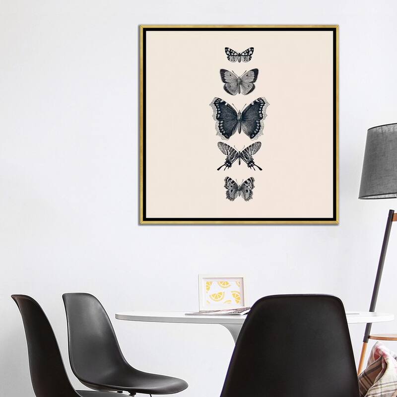 iCanvas "Inked Butterflies Beige Square" by Monika Strigel Framed Canvas Print