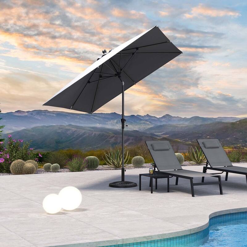 PURPLE LEAF Heavy-duty Crank and Tilt Table Umbrella Outdoor Patio Market Umbrella