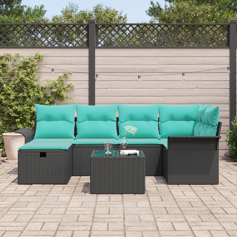 vidaXL 6/7 Piece Garden Sofa Set with Cushions - 95.5×52.2×27.2