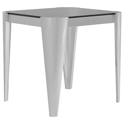 Square Smoked Glass Top Stainless Steel End Table Chrome