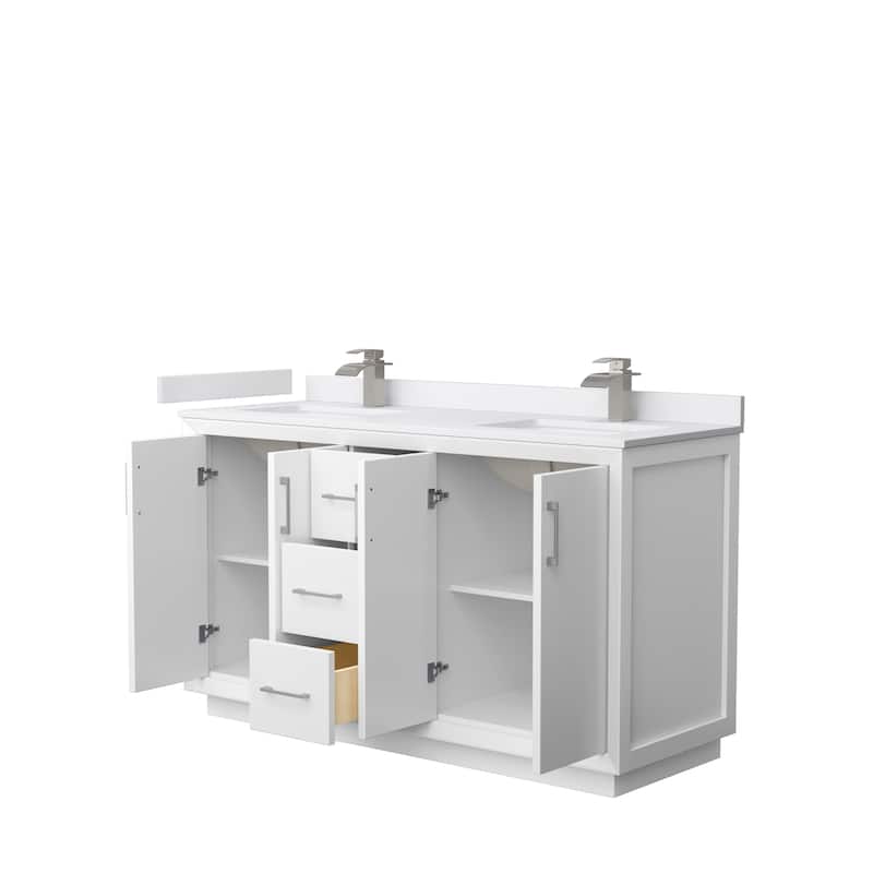 Strada 60-Inch Double Vanity Set, Cultured Marble Top