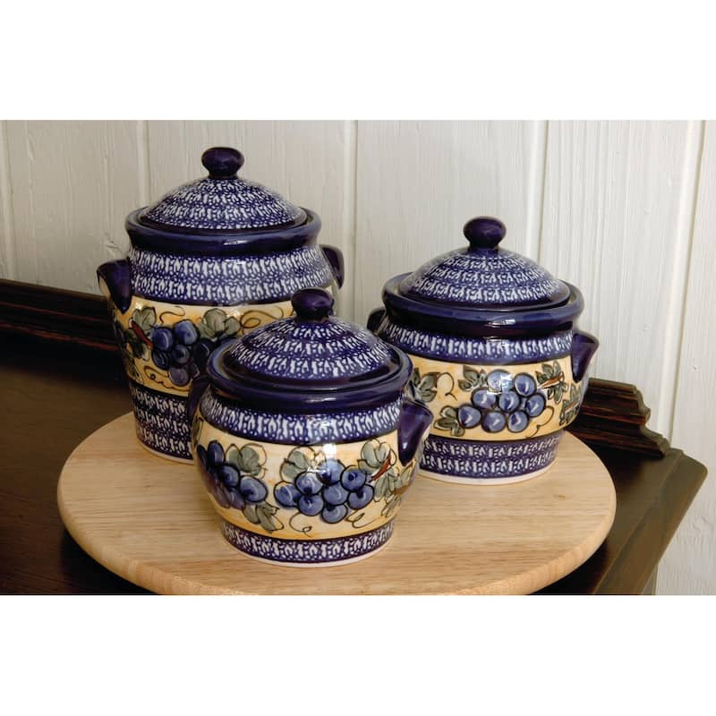 Blue Rose Polish Pottery 1300 Zaklady Canister Set