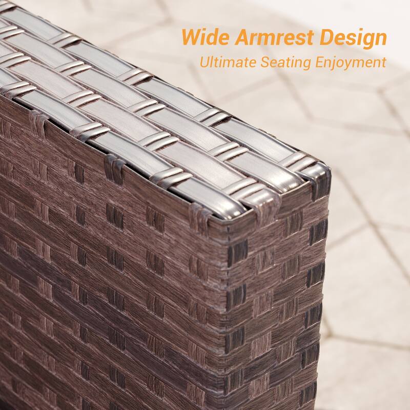 LIVOOSUN 5Pcs Patio Furniture Set Grey Rattan Coversation Seating Set