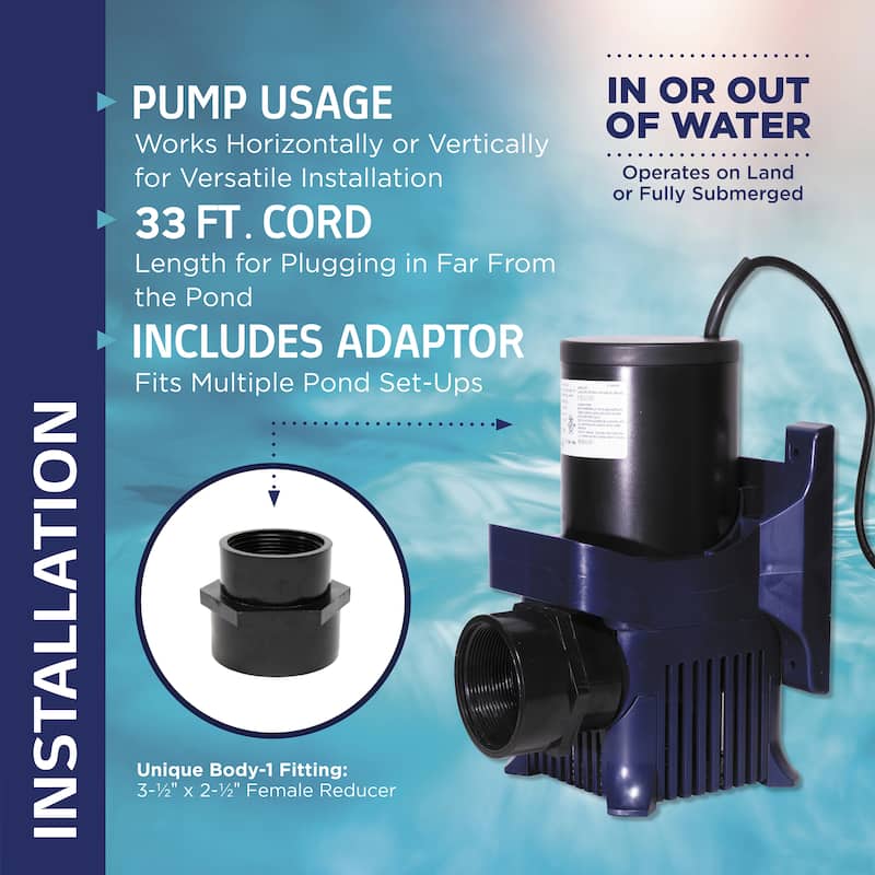 Alpine Corporation Submersible Water Pump with 33 FT Cord for Ponds, Fountains, Waterfalls & Water Circulation