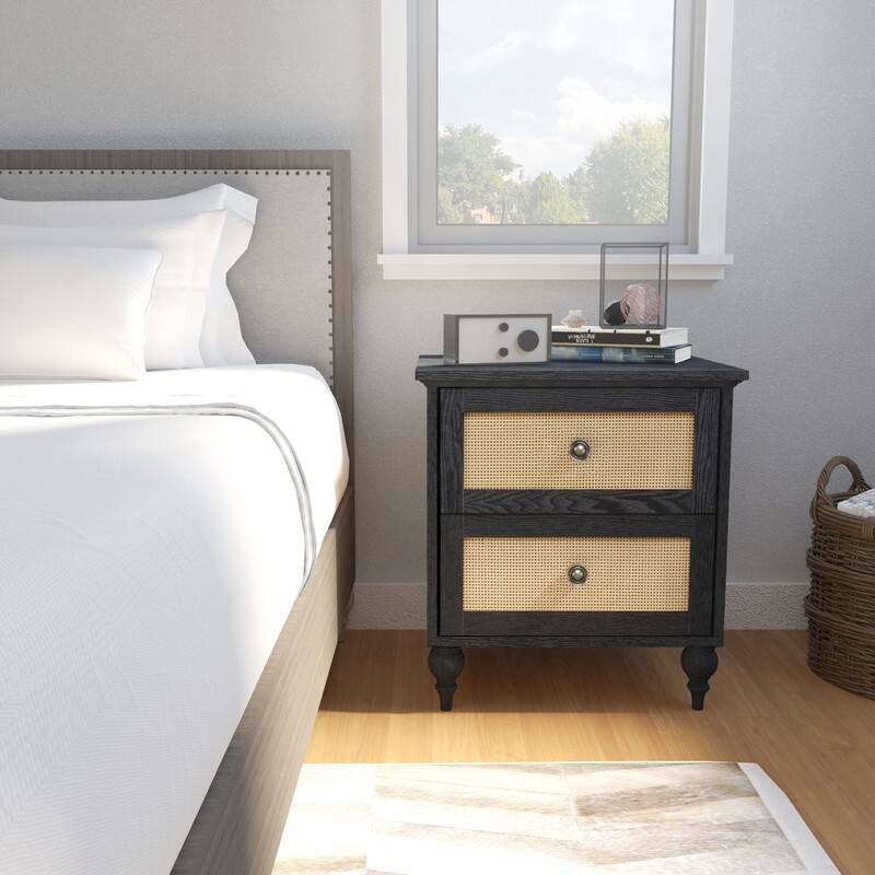 Newcomb Black 2 Drawer Nightstand - 2-drawer