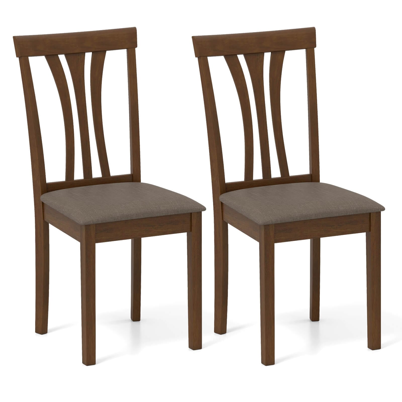 Costway Dining Chairs Set of 2/4 Linen Fabric Dining Room Chairs with