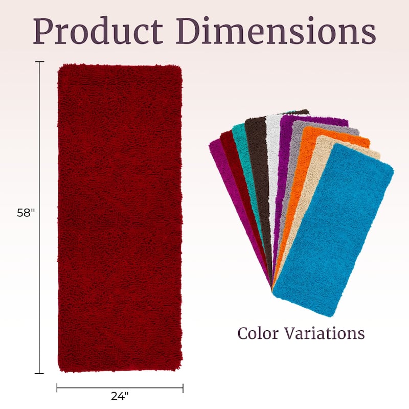 58x24-Inch Bathroom Runner with Non-Slip Backing - Absorbent High-Pile Chenille Memory Foam Bathroom Rug by Windsor Home