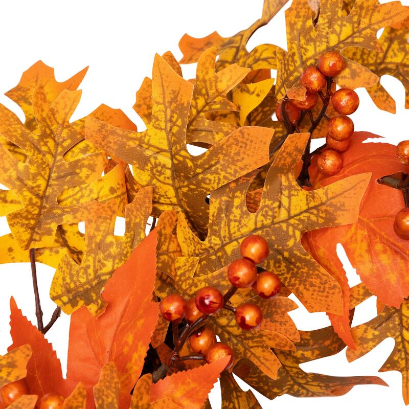 Autumn Leaves Pumpkins Berries Artificial Thanksgiving Wreath 22"