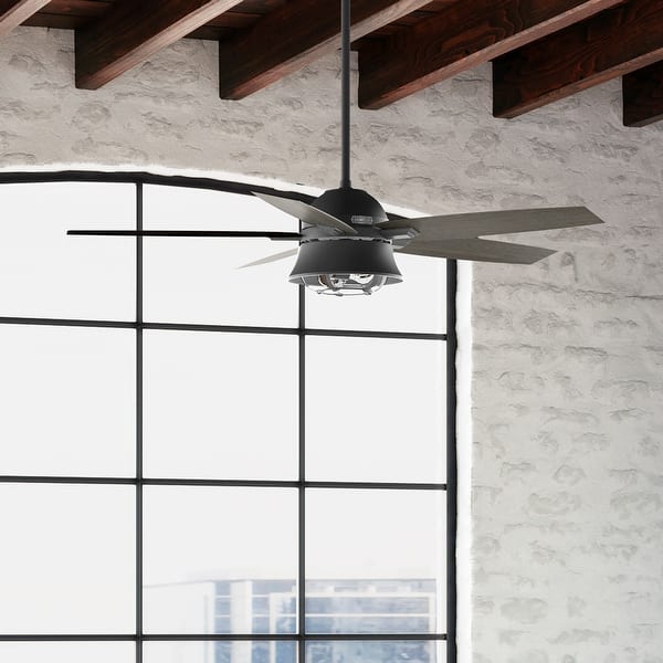 slide 2 of 20, Hunter 52" Hampshire Ceiling Fan with LED Light Kit and Handheld Remote - Farmhouse - Exclusive SureSpeed! Matte Black