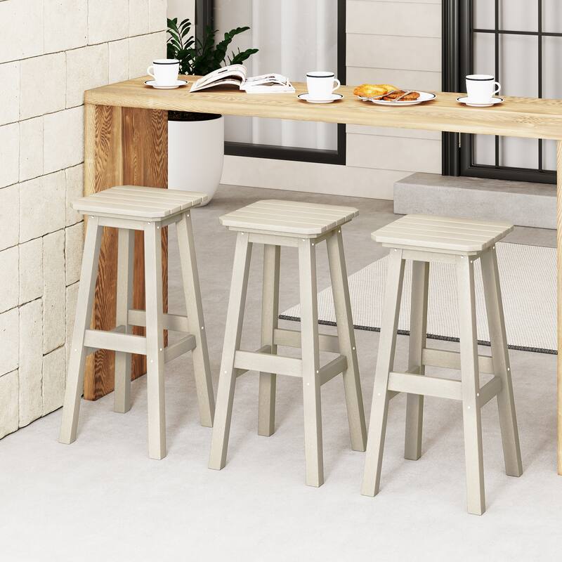 Laguna Hdpe All Weather Outdoor Patio 29" Square Bar Stool (Set Of 3)