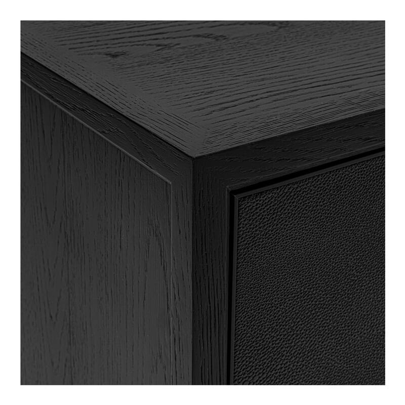 NADAAL STUDIOS Alarno Nightstand, Shagreen Pattern with Antique Gold Frame 2-Drawer, Black
