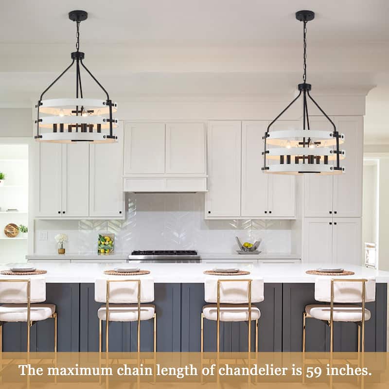 6-light Farmhouse Circle Foyer Pendant Light Hanging Island Chandelier for Dining Room