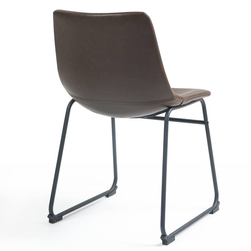 Adan Iron Frame Faux Leather Dining Chair (Set of 2)