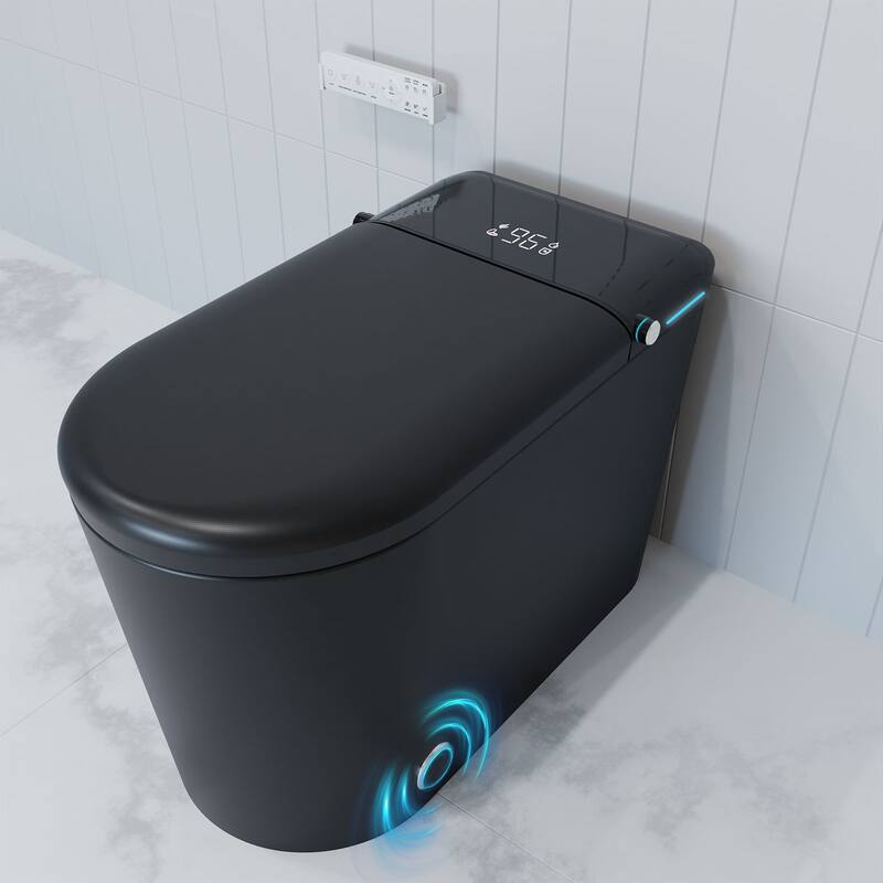 Smart Tankless Toilet with Built-in Bidet Auto Open/Close Lid, Heated Elongated Seat, Foot Sensor Flush, LED Display
