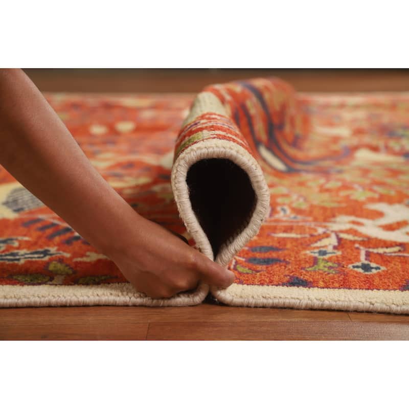 Hand Knotted Oriental 100% Wool Carpet Traditional All-Over Oranges & Rust Ziegler Area Rug - 11' 10'' X 8' 10''
