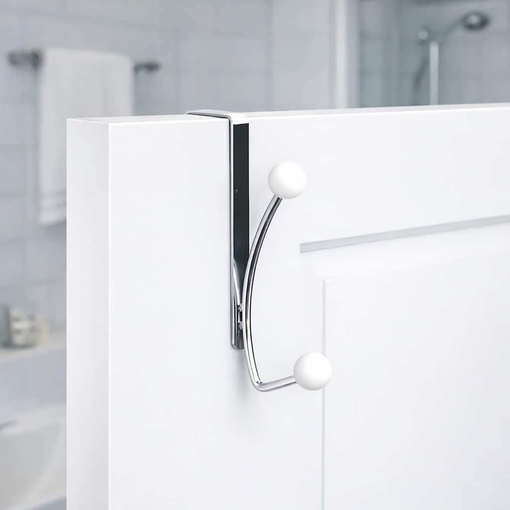 Over The Door Hook Rack with 2 Ball Ends - 0.8 L x 4 W x 7.5 H