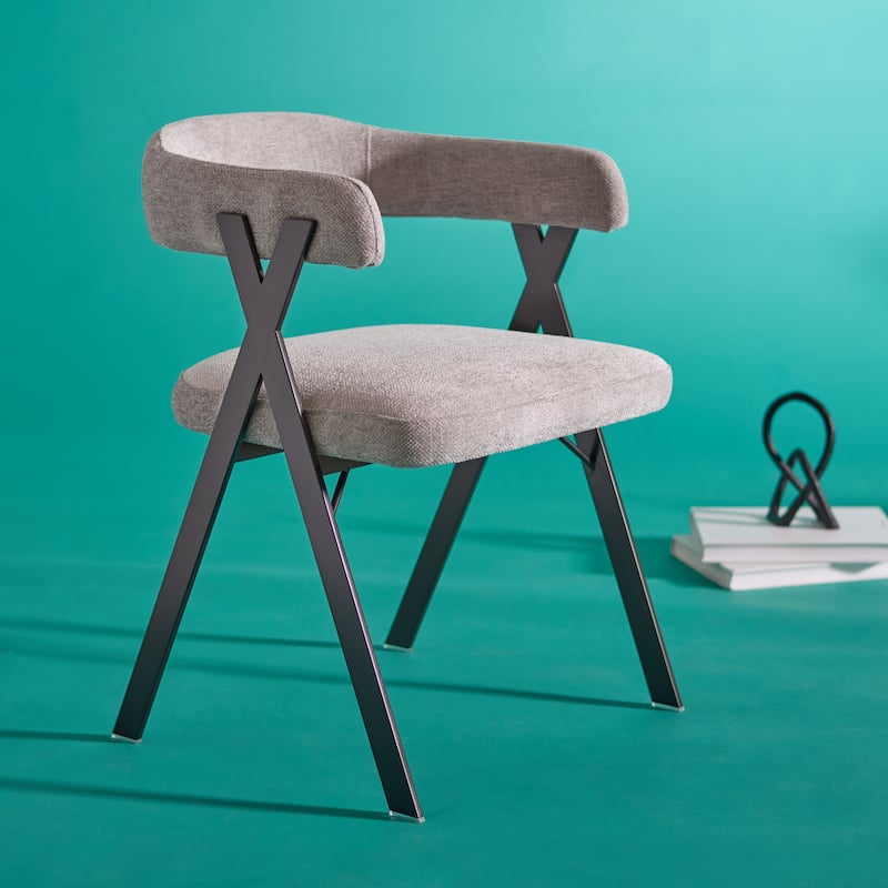 SAFAVIEH Couture Daneen Chenille Dining Chair - 21.5" W x 22" L x 29.9" H - 22Wx22Dx30H - Grey/Black