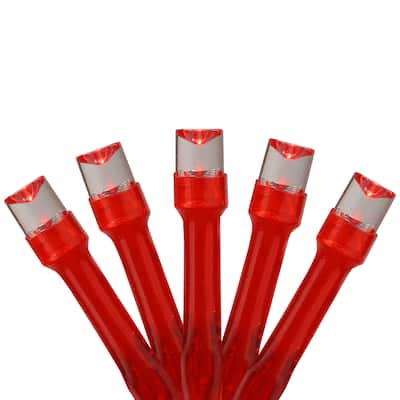 20 Battery Operated Red LED Wide Angle Christmas Lights - 6.25 ft Red Wire - 6.25'