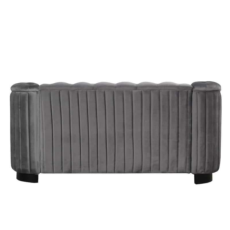 64.3" Velvet 2-Seat Sofa with Solid Wood Frame and Ergonomic Backrest - Soft Padded Seat