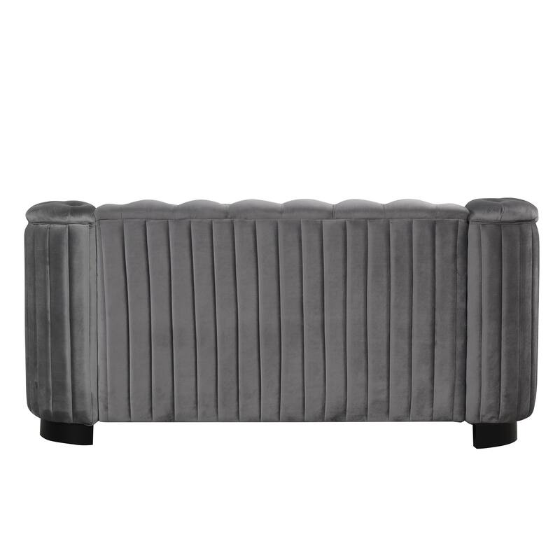 64.3" Velvet Upholstered 2-Person Loveseat Sofa, Gray