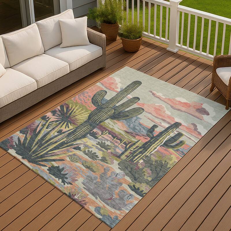 Machine Washable Indoor/ Outdoor Southwestern Mesa Chantille Rug