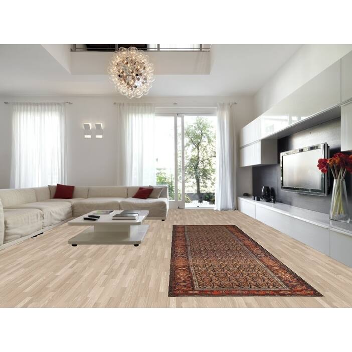Hand Knotted Oriental 100% Wool Carpet Traditional Geometric Oranges & Rust Senneh Runner Rug - 15' 11'' X 5' 2''