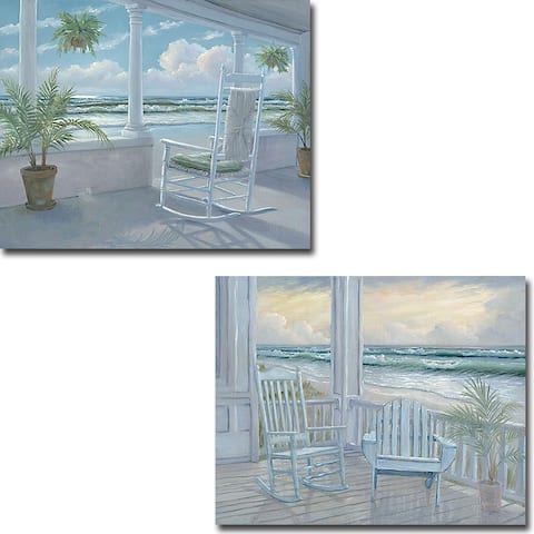 Coastal Porch I & II by Georgia Janisse 2-pc Gallery Wrapped Canvas Giclee Set (18 in x 24 in Ea Canvas in Set)
