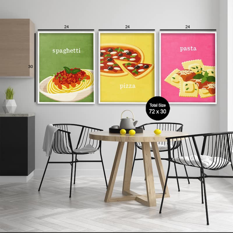 Stupell Italian Cuisine Meals Framed Giclee Art Design By Kim Allen (Set of 3)