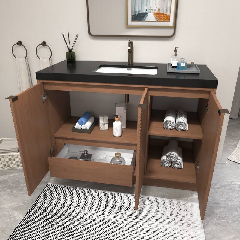 Milano 48" Freestanding Bathroom Vanity with Black Acrylic Sink