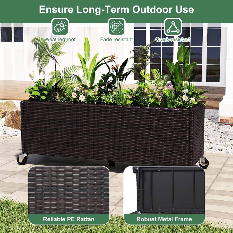 Costway 1/2 PCS Raised Garden Bed All-Weather PE Rattan Wicker Patio