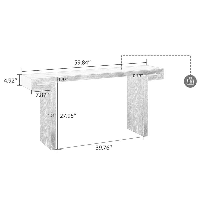 60" Rustic Farmhouse Console Table, Solid Wood Entryway Sofa Side Table for Living Room, Hallway