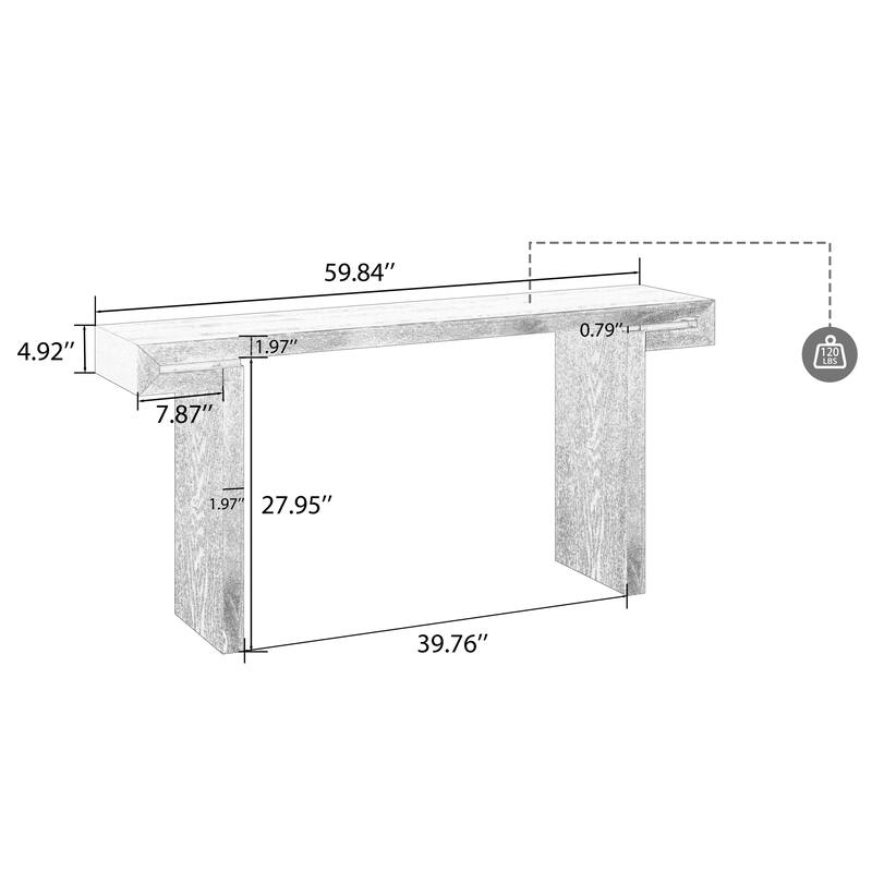 Wooden Console Table with Double Board Suspension, Entryway Accent Table Sofa Table for Living Room