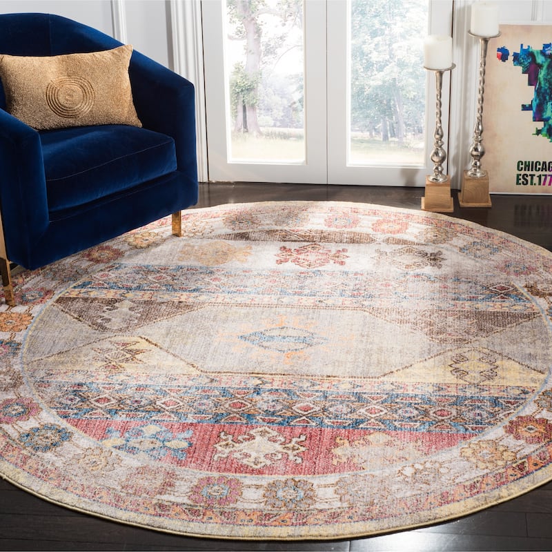 SAFAVIEH Bristol Ingelies Vintage Boho Oriental Polyester Rug - 7' Round - Multi