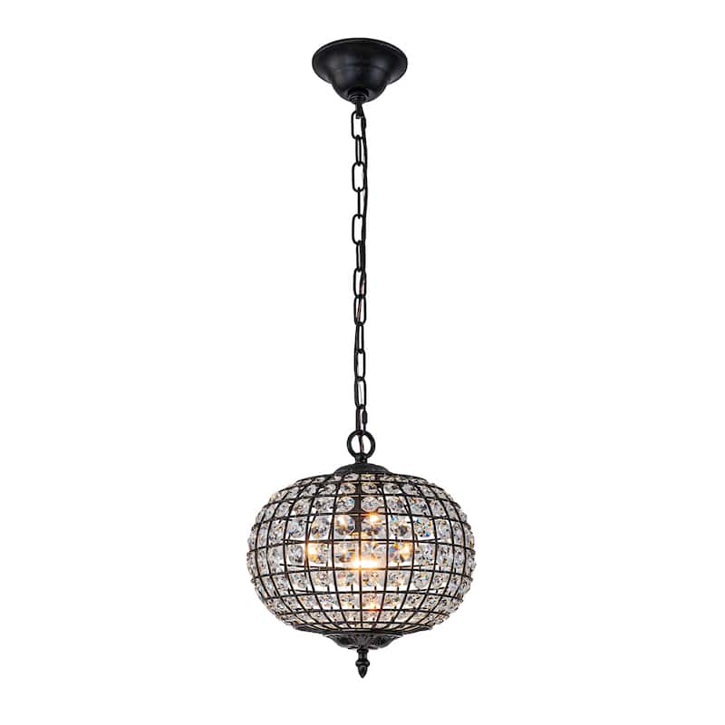 Retro French 4/5-Light Antique Brass Globe Crystal Chandelier for Living/Dining Room